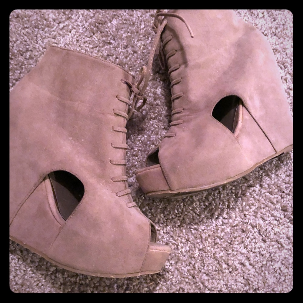 Beige Platform Bootie Boot